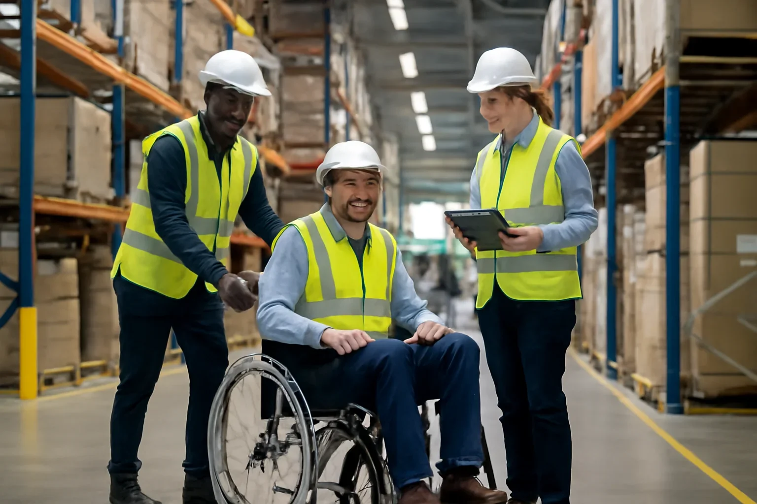 Adult workplace scene illustrating accessibility