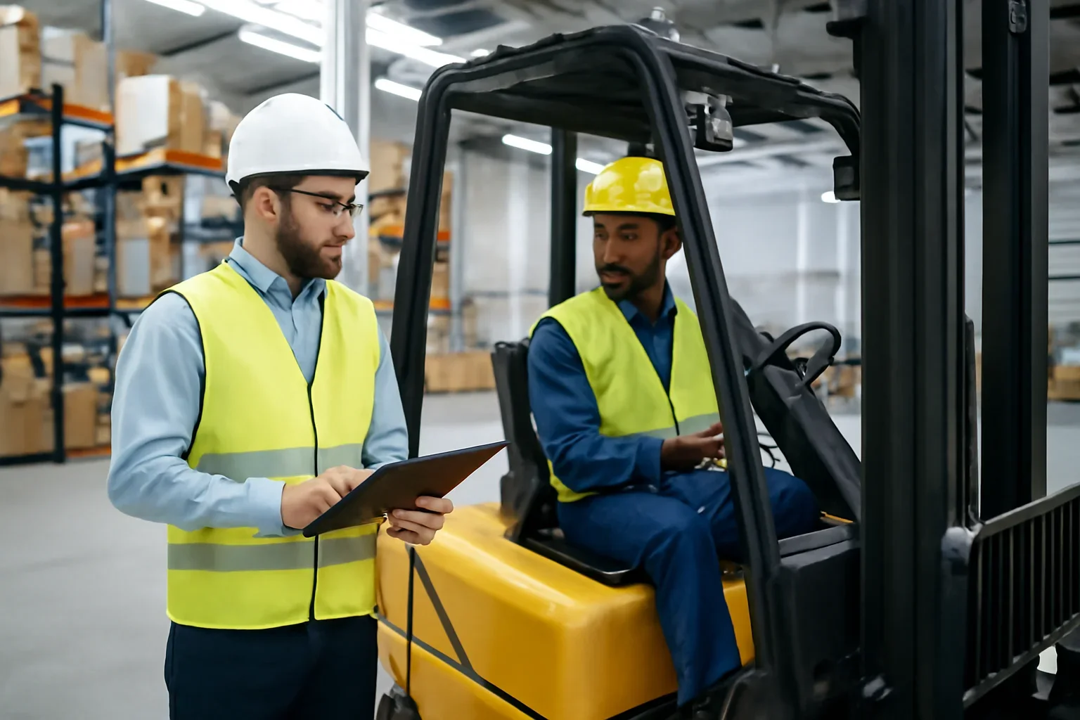 Adult workplace scene illustrating do supervisors need forklift training?