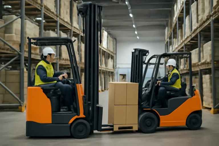 Adult workplace scene illustrating reach truck vs forklift: what’s the difference?