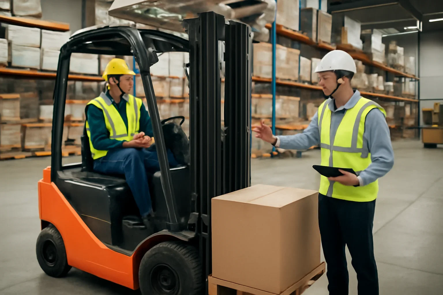 Adult workplace scene illustrating top osha forklift violations and how to avoid them