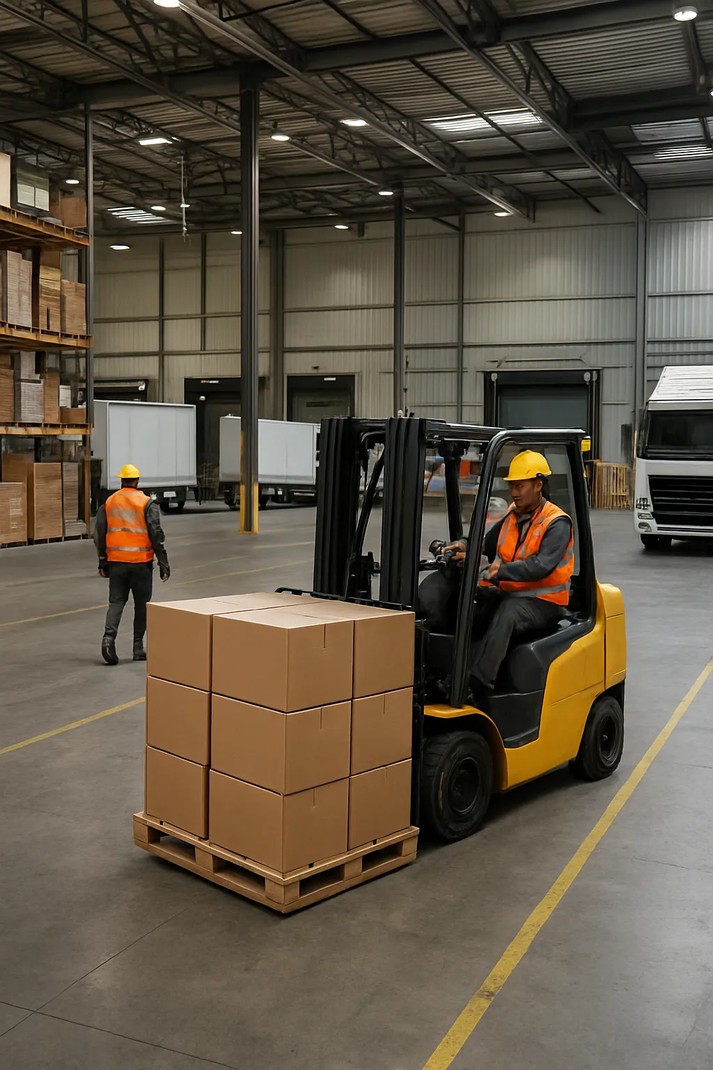 Forklift operations at a cross-border North American warehouse facility