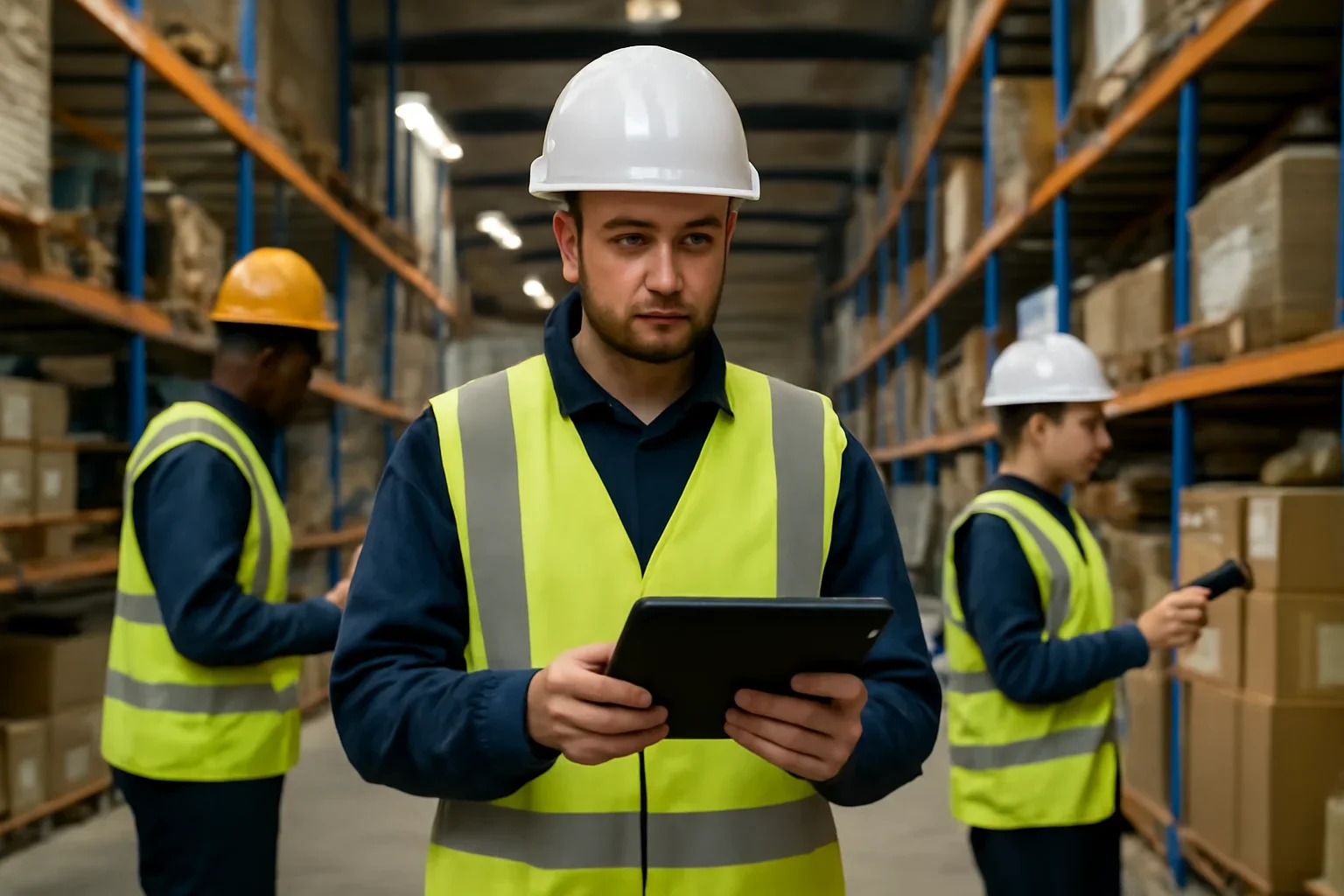 Adult workplace scene illustrating features