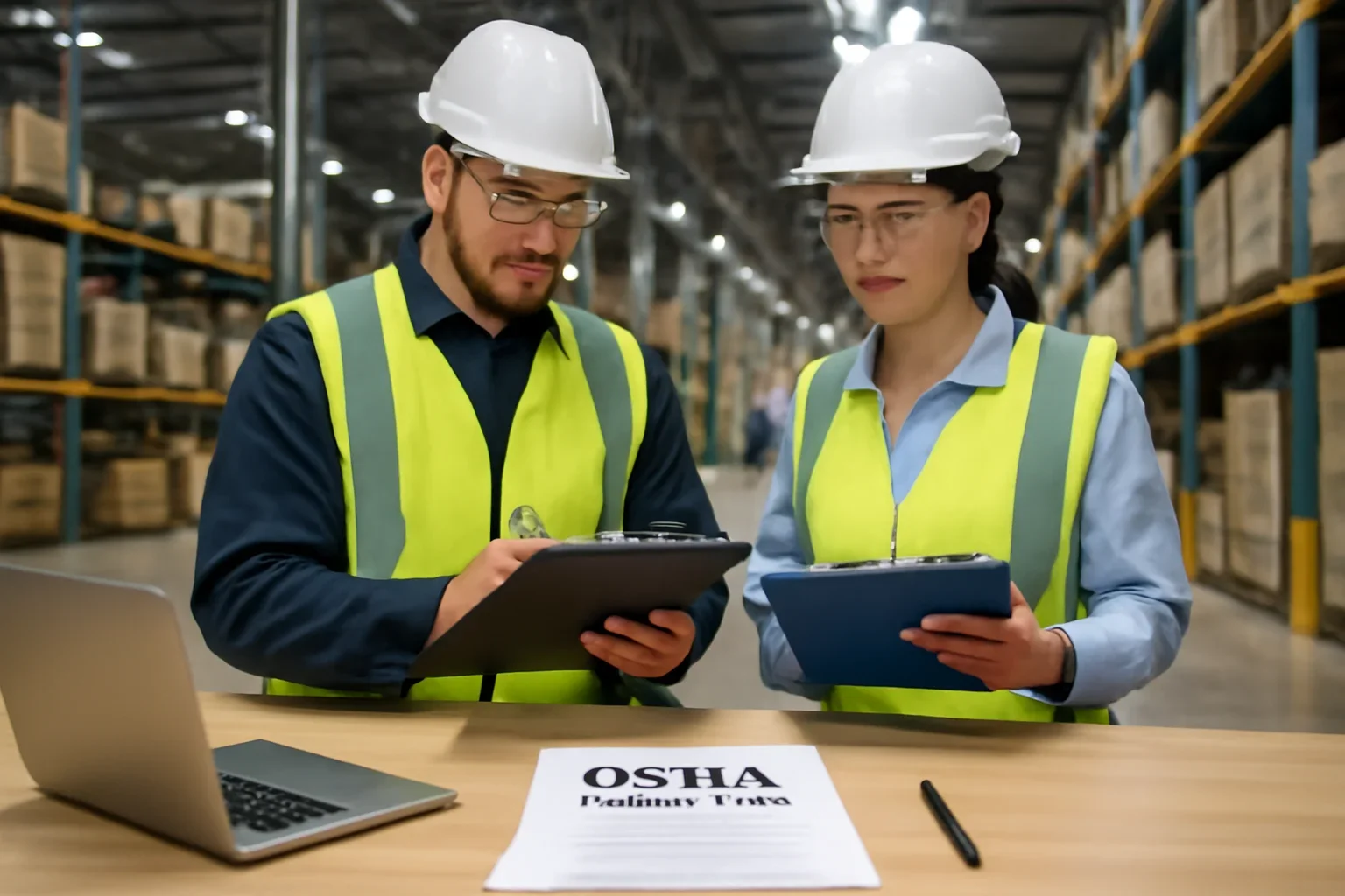 Adult workplace scene illustrating osha compliance documentation