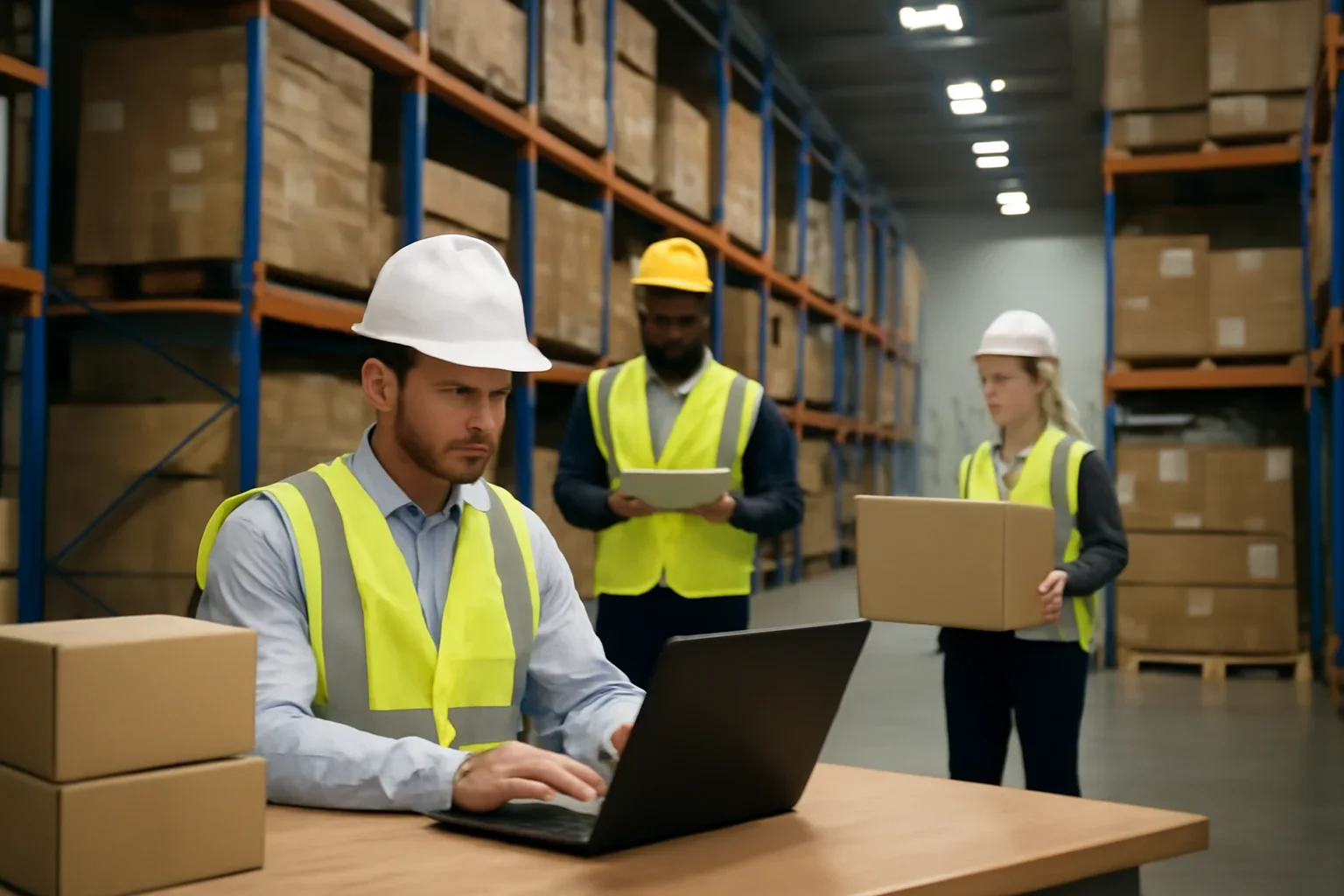 Adult workplace scene illustrating scorm lms packages