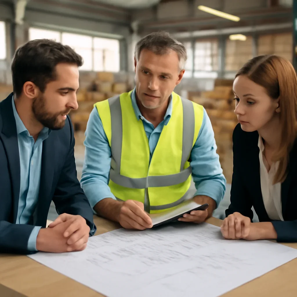 Employer discussion about next steps for construction