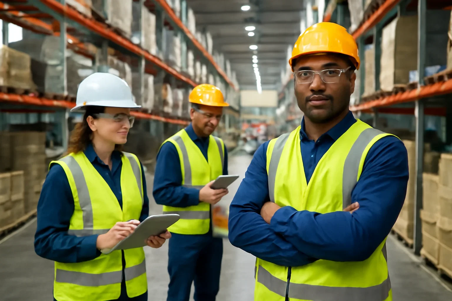 Adult workplace scene illustrating for safety managers